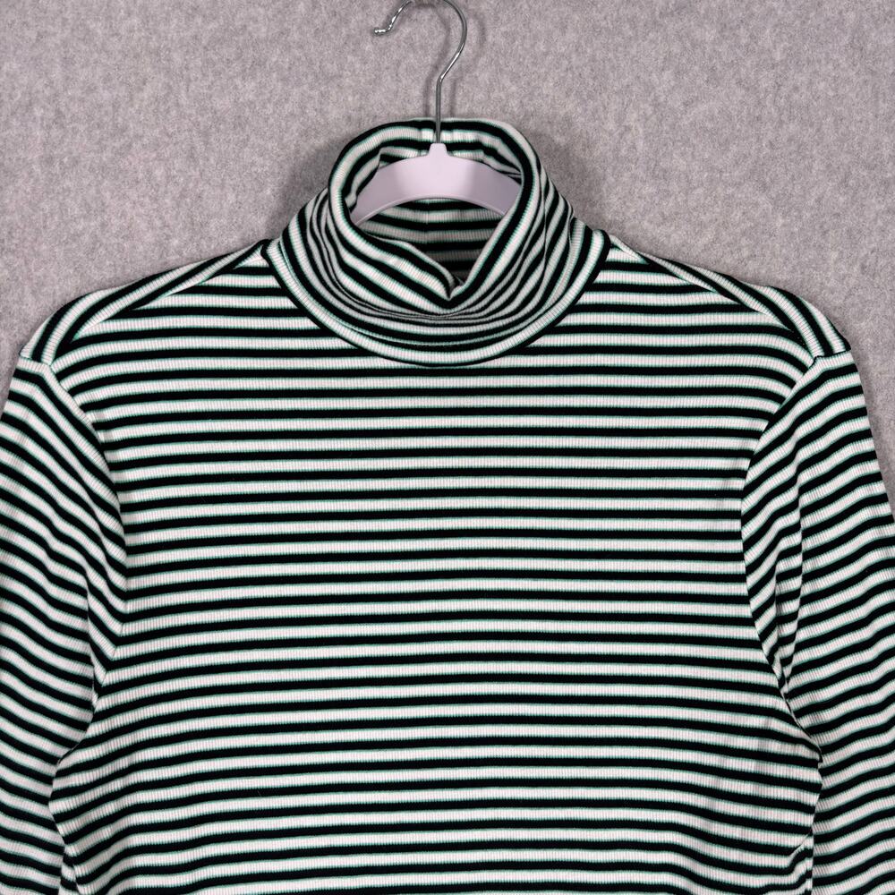 Levis Top Womens Large Green Black Striped Turtleneck Crop Shirt‎ Everyday Soft - Picture 3 of 12
